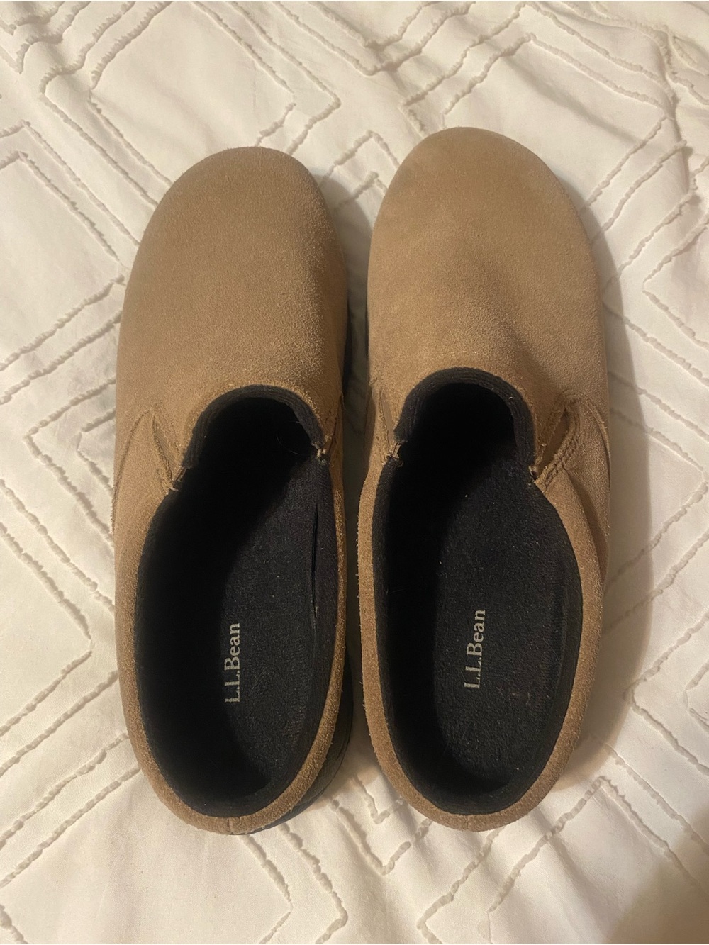 L.L. Bean Tan Suede Slip-On Clogs